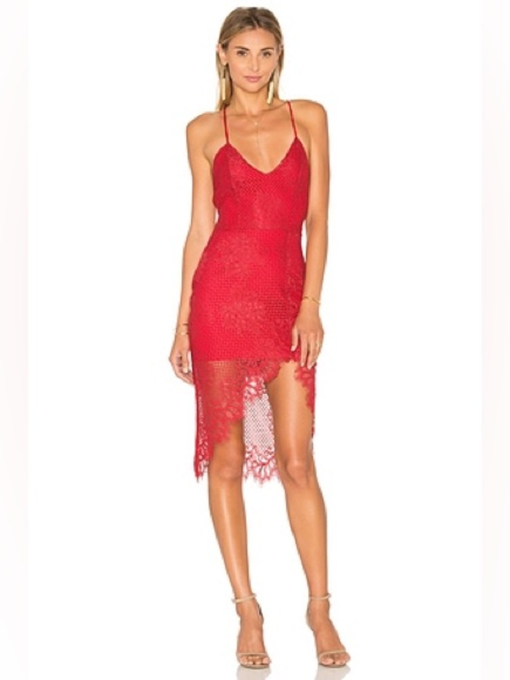 REVOLVE Lovers & Friends Skylight Women Red Lace Sexy Bodycon Dress size XS